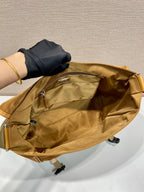 PRADA LARGE FLAP BAG 30 IN CIDER BROWN RE-NYLON AND CALFSKIN TRIM