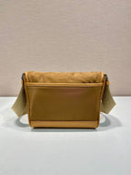 PRADA SMALL FLAP BAG 20 IN CIDER BROWN RE-NYLON AND CALFSKIN TRIM