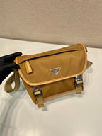 PRADA SMALL FLAP BAG 20 IN CIDER BROWN RE-NYLON AND CALFSKIN TRIM