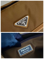 PRADA SMALL FLAP BAG 20 IN CIDER BROWN RE-NYLON AND CALFSKIN TRIM