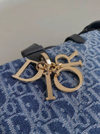 DIOR MEDIUM TOUJOURS 28 BLUE DENIM OBLIQUE JACQUARD