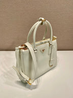 PRADA MEDIUM GALLERIA BAG 28 IN WHITE SMOOTH CALFSKIN GOLD HARDWARE