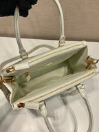 PRADA MEDIUM GALLERIA BAG 28 IN WHITE SMOOTH CALFSKIN GOLD HARDWARE