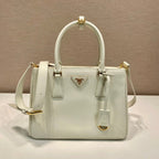 PRADA MEDIUM GALLERIA BAG 28 IN WHITE SMOOTH CALFSKIN GOLD HARDWARE