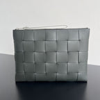 LARGE CASSETTE POUCH 35 IN CORDUROY GRAY CALFSKIN