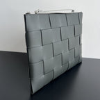 LARGE CASSETTE POUCH 35 IN CORDUROY GRAY CALFSKIN