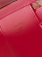 CHANEL 25S MINI VANITY BAG 11 CM IN PEACH PINK LAMBSKIN WITH CRYSTAL-EMBELLISHED  LOGO