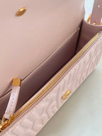 DIOR MEDIUM FLAP BAG 22 IN BABY PINK QUILTED ALLOVER CALFSKIN