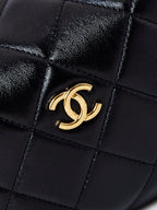 HOBO BAG 18 IN BLACK SOFT LAMBSKIN GOLD CHAIN