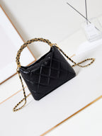HOBO BAG 18 IN BLACK SOFT LAMBSKIN GOLD CHAIN