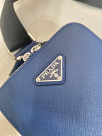 PRADA CHEST BAG 20 IN CLASSIC BLUE SAFFIANO LEATHER