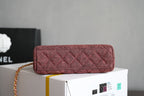 CHANEL 25S KELLY 19 CM IN WINE RED TWEED WITH GOLD HARDWARE