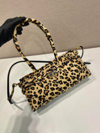 PRADA TOP HANDLE BAG 32 IN LEOPARD PRINT LEATHER