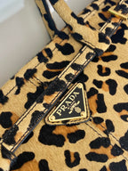 PRADA TOP HANDLE BAG 32 IN LEOPARD PRINT LEATHER
