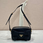 PRADA BOW BAG 18 IN BLACK RE-NYLON AND LAMBSKIN