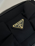 PRADA BOW BAG 18 IN BLACK RE-NYLON AND LAMBSKIN