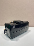 PRADA LARGE RECTANGULAR BAG 30 IN BLACK OIL WAX LAMBSKIN GOLD HARDWARE