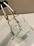 PRADA LARGE RECTANGULAR BAG 30 IN WHITE OIL WAX LAMBSKIN GOLD HARDWARE