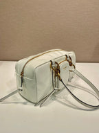 PRADA LARGE RECTANGULAR BAG 30 IN WHITE OIL WAX LAMBSKIN GOLD HARDWARE