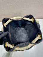 BUCKET BAG 28 IN BLACK RE-NYLON GOLD LOGO