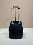BUCKET BAG 28 IN BLACK RE-NYLON GOLD LOGO