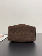 CHANEL 25S HOBO BAG 30 CM IN DARK BROWN SUEDE WITH GOLD HARDWARE