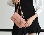 CHANEL FLAP BAG 20CM BABY PINK LAMBSKIN GOLD HARDWARE