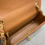 CHANEL FLAP BAG 20CM CARAMEL LAMBSKIN GOLD HARDWARE