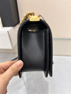CHANEL BOY BAG MEDIUM 25 BLACK CHEVRON CAVIAR RUTHENIUM HARDWARE