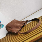 PRADA BUCKET BAG 21 IN BROWN SUEDE