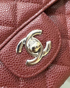 CHANEL FLAP BAG 25 IN WINE CAVIAR LAMBSKIN SILVER HARDWARE