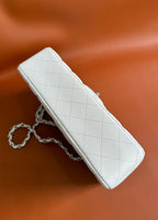 CHANEL FLAP BAG 25 IN WHITE CAVIAR LAMBSKIN SILVER HARDWARE