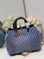 DIOR LARGE TOUJOURS 37 BLUE DENIM OBLIQUE JACQUARD