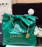 CC HOBO BAG 37 GREEN LAMBSKIN GOLD HARDWARE