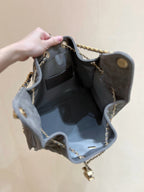 CHANEL 25 HANDBAG IN GRAY 40 SUEDE CALFSKIN GOLD HARDWARE