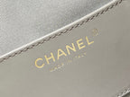CHANEL 25 HANDBAG IN GRAY 40 SUEDE CALFSKIN GOLD HARDWARE
