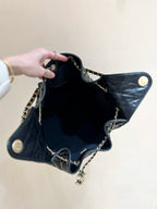 CHANEL 25 HANDBAG IN BLACK 40 GRAINED CALFSKIN GOLD HARDWARE