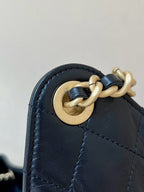CHANEL 25 HANDBAG IN BLACK 40 GRAINED CALFSKIN GOLD HARDWARE