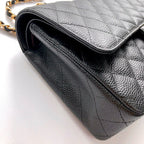CHANEL FLAP BAG 25 IN BLACK CAVIAR LEATHER GOLD HARDWARE