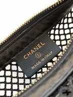 CHANEL 25S POUCH IN BLACK LAMBSKIN WITH MESH GOLD HARDWARE