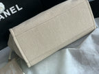 CHANEL SHOPPING BAG 38 IN BEIGE AND WHITE CANVAS