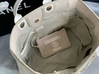 CHANEL SHOPPING BAG 38 IN BEIGE AND WHITE CANVAS