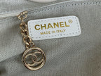 CHANEL SHOPPING BAG 38 IN BEIGE AND WHITE CANVAS