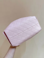 CHANEL 25 MEDIUM HANDBAG IN PASTEL PINK CALFSKIN WITH GOLD HARDWARE