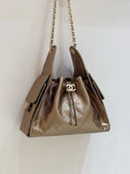 CHANEL 25 MEDIUM HANDBAG 30 IN GOLDEN BROWN CALFSKIN WITH GOLD HARDWARE