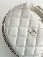 CHANEL MINI HOBO BAG 16 IN WHITE LAMBSKIN