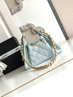 CHANEL 25 MINI HANDBAG 22CM IN BABY BLUE GRAINED CALFSKIN GOLD HARDWARE