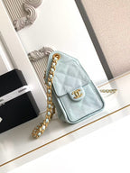 CHANEL 25 MINI HANDBAG 22CM IN BABY BLUE GRAINED CALFSKIN GOLD HARDWARE