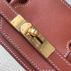 HERM Birkin 35cm Canvas Bag With Barenia Leather GHW