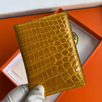 HERM MC¬≤ Euclide Card Holder in Jaune Ambre Shiny Alligator Leather